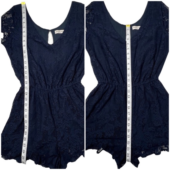 ❌SOLD❌ Abercrombie & Fitch Lace Ruffle Detail Romper, Navy Blue, Medium - Picture 11 of 17